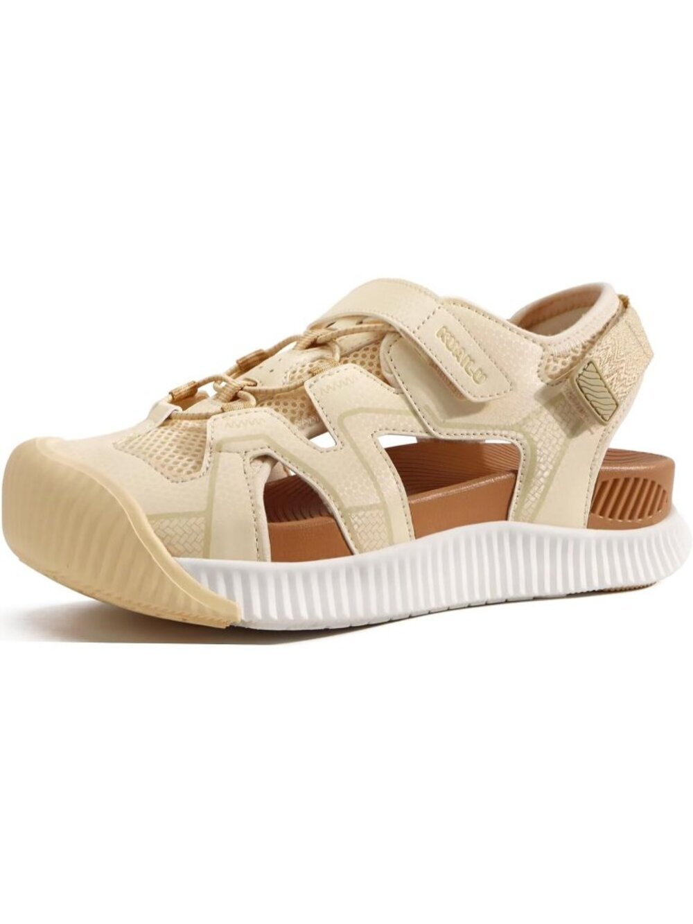 Women's Khaki White Comfortable Plantar Fasciitis Arch Orthopedic Sandal Shoes
